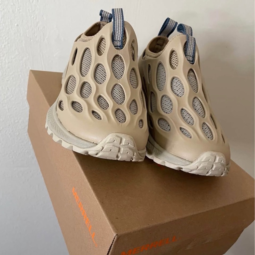 Merrell Beige and Blue Slip-On Trail Sneakers
